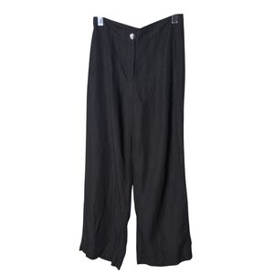 H&M Linen Blend Black Wide Leg‎ Career Wear Pants Size 2